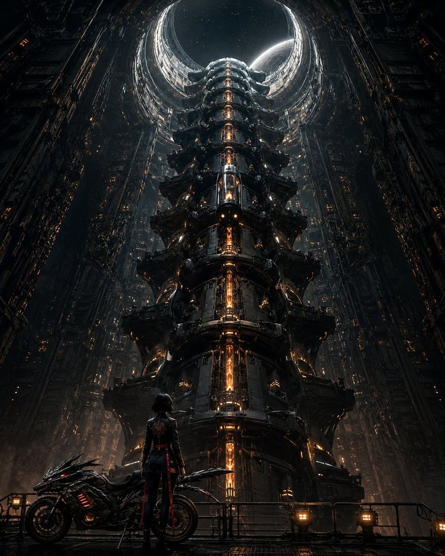 Cyberpunk Megastructure Knight