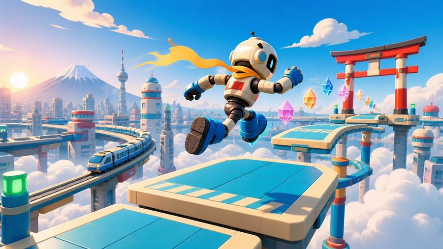 Futuristic Sky Parkour Robot
