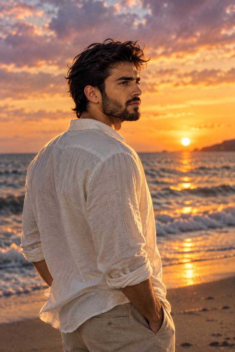 Cinematic Sunset Beach Portrait