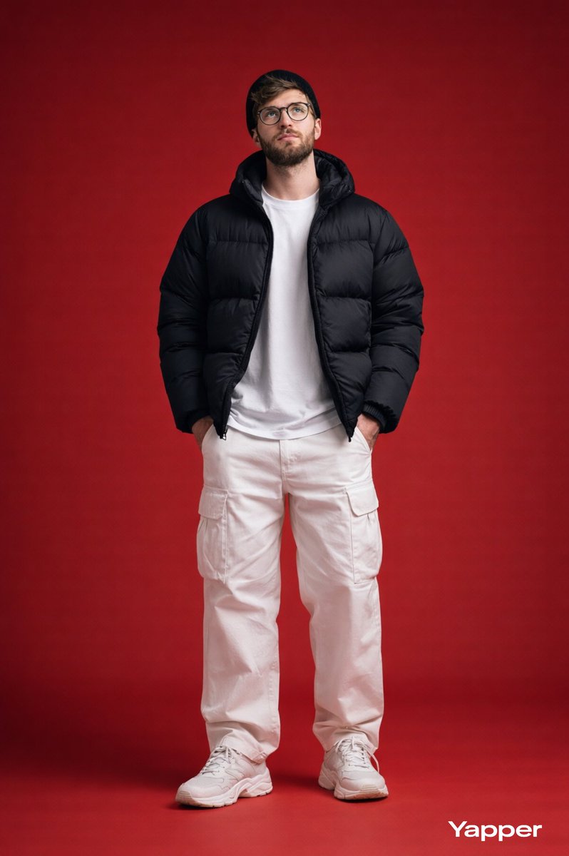 Street Style Portrait on Red Background