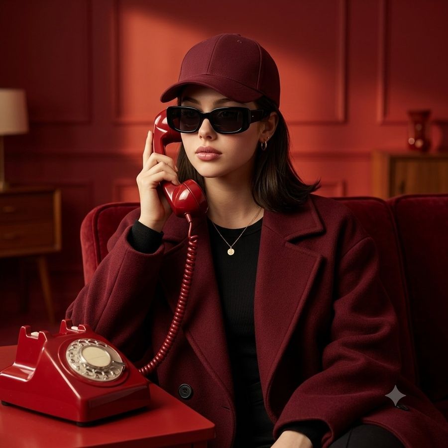 Vintage Red Telephone Portrait