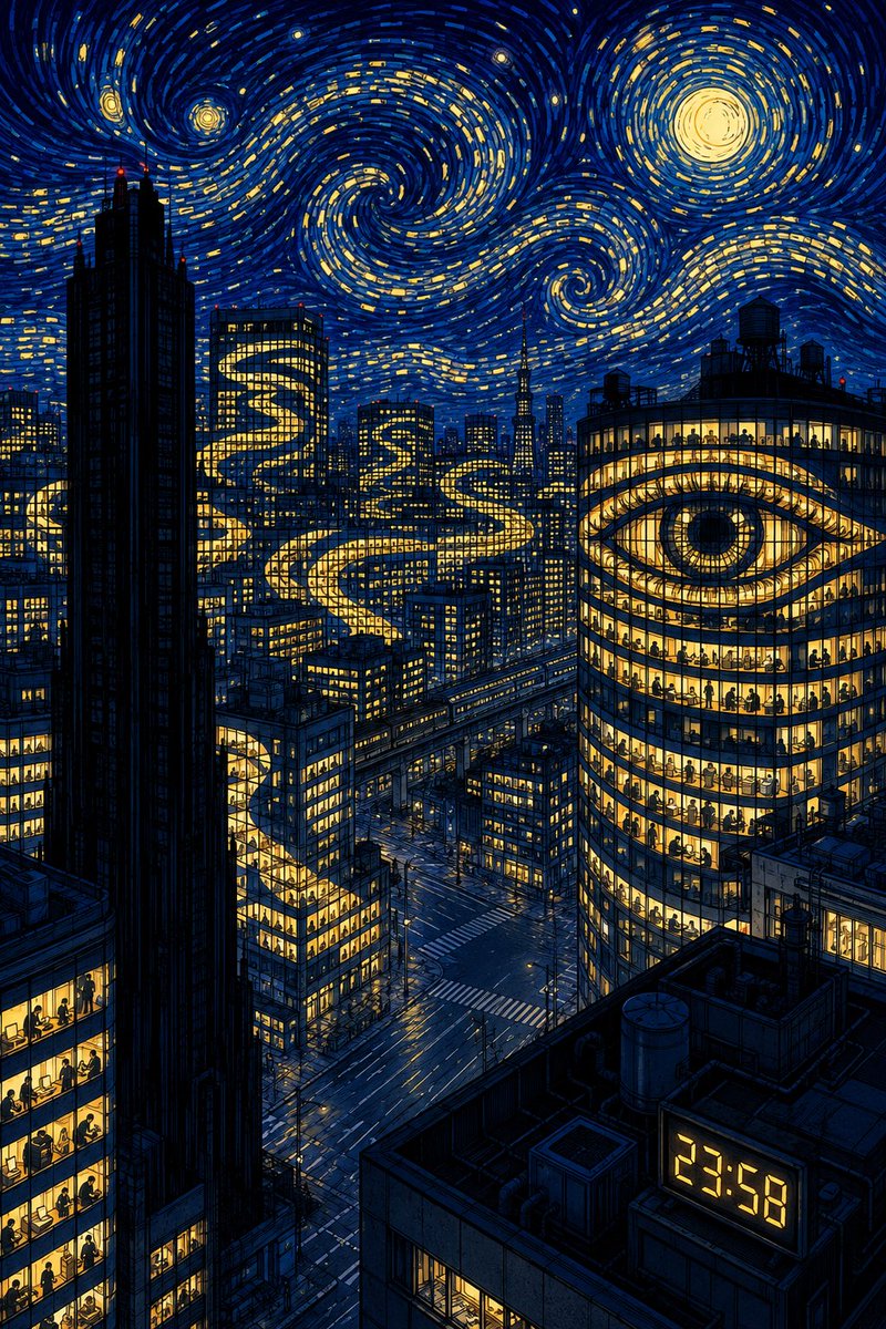 Overtime City Under Starry Night