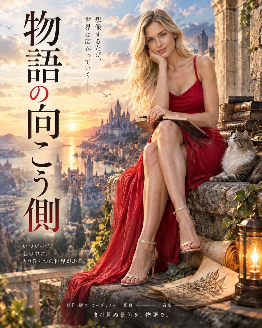 Fantasy Movie Poster: Woman and Cat