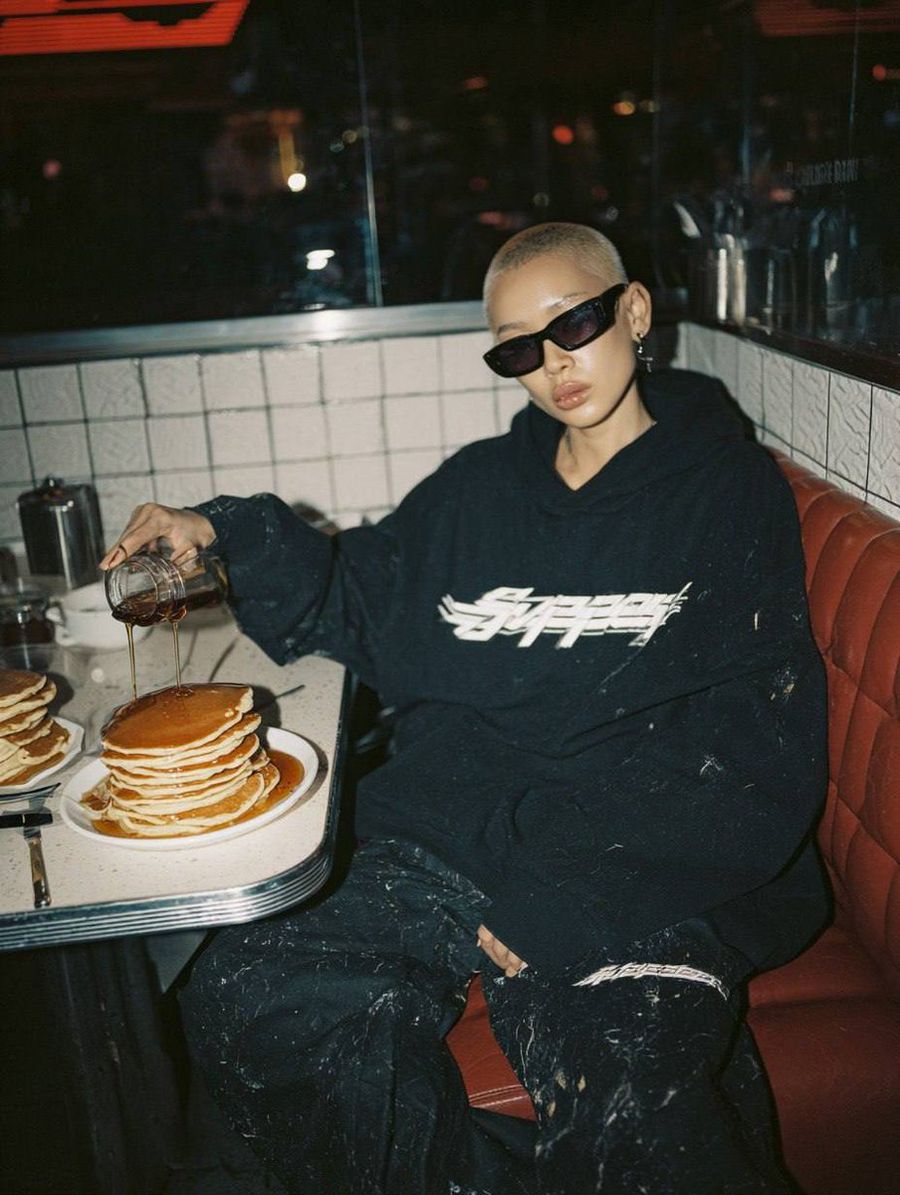 Kazakh Woman in a Retro Restaurant