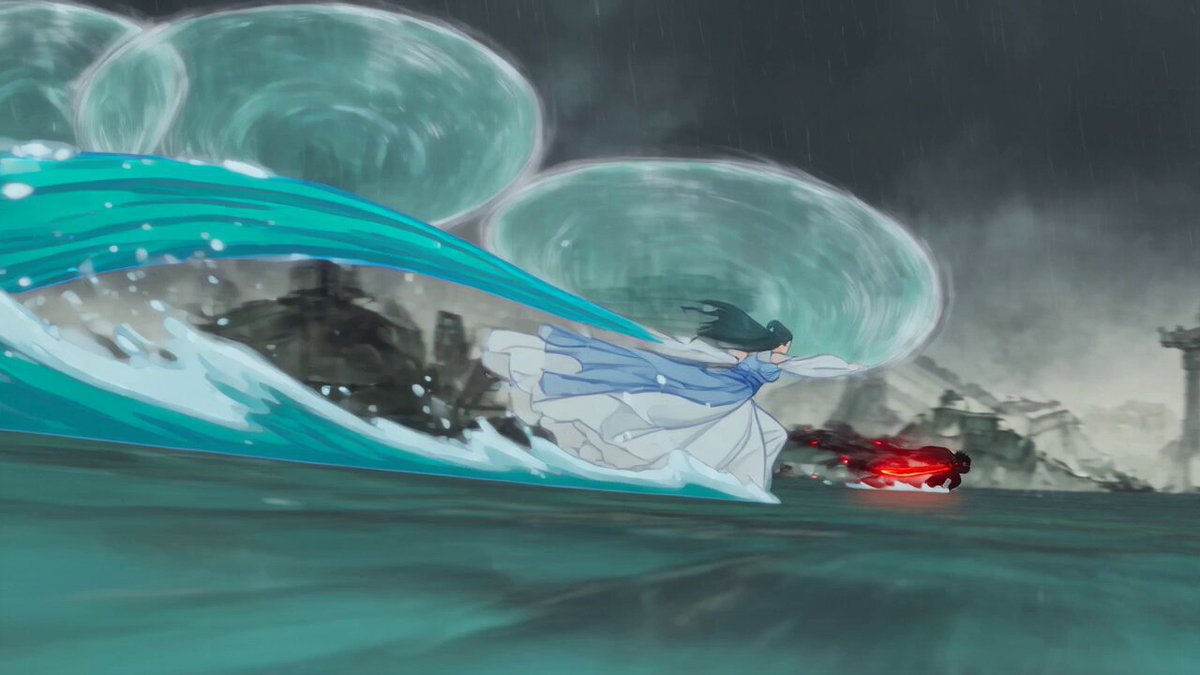 Ink-Wash Wuxia Combat Scene