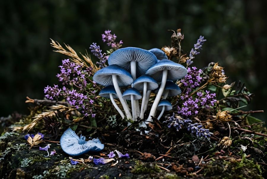 Blue Mushroom Still Life
