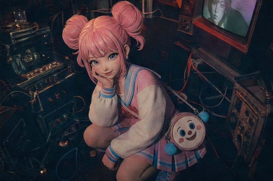 Soft Cyberpunk Retro Electronics Portrait