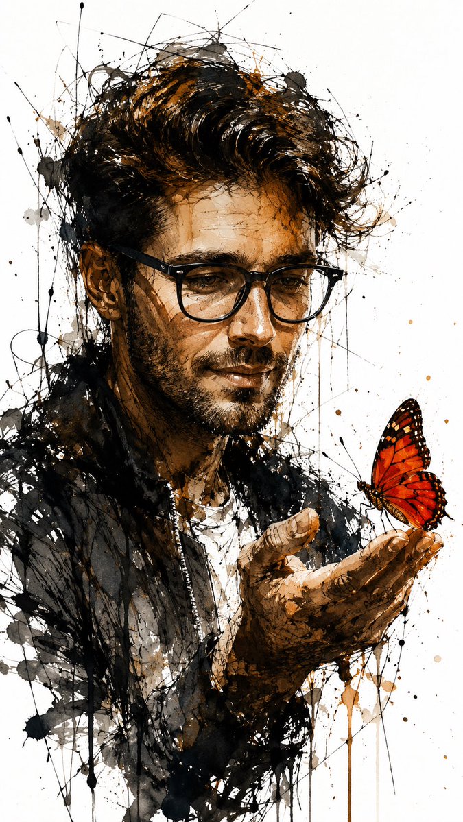 Ink and Watercolor Portrait
