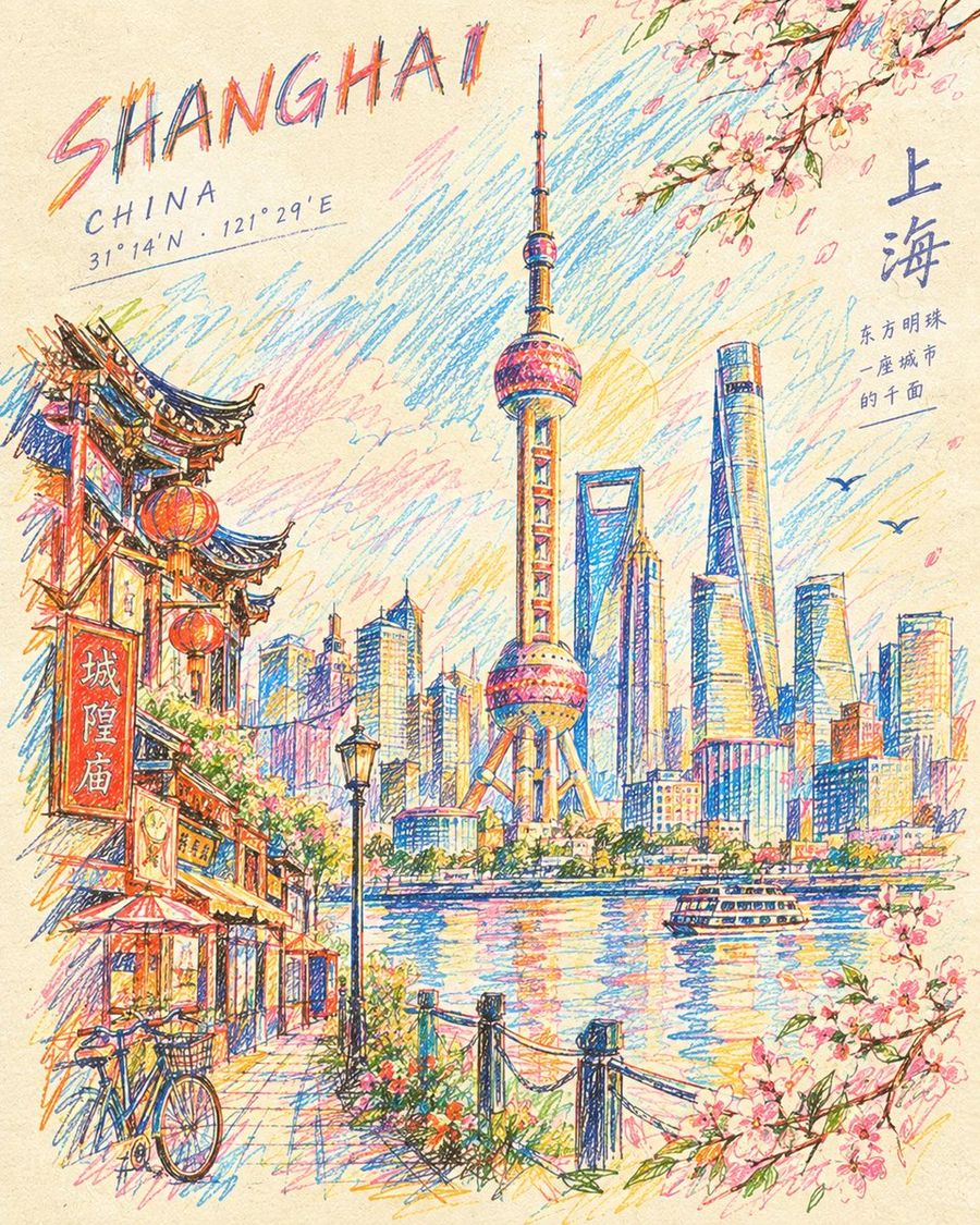 Hand-Drawn Travel Art Poster Prompt