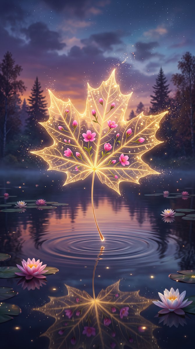 Glowing Maple Leaf Digital Art