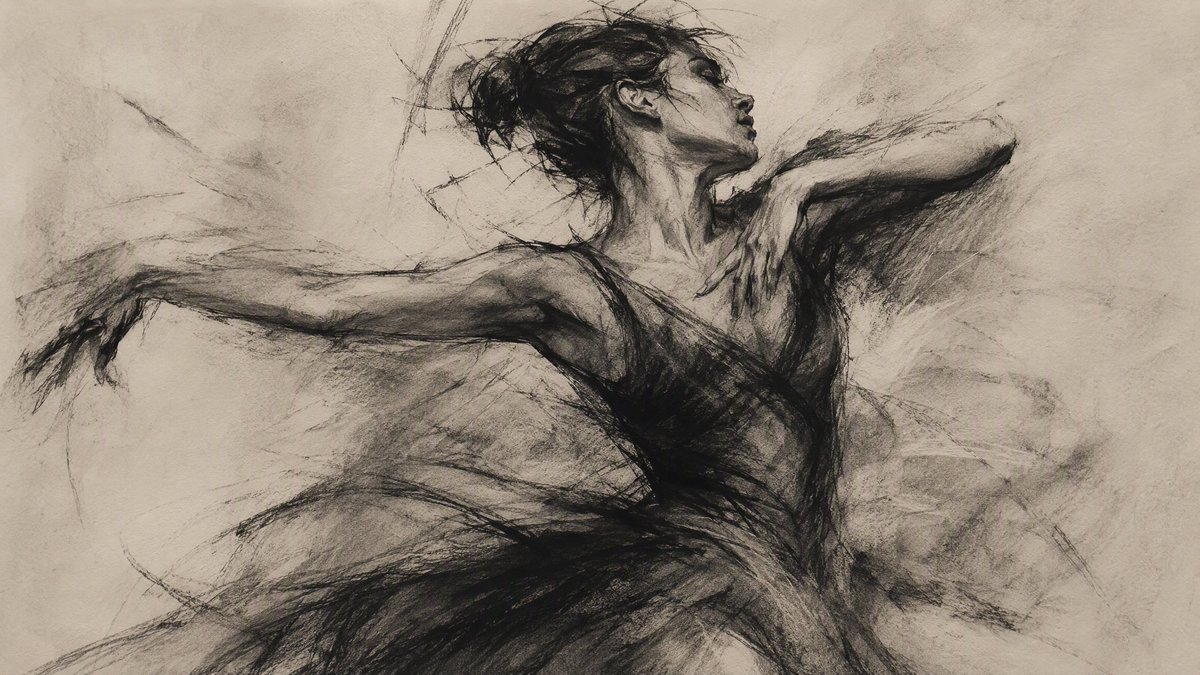 Expressive Charcoal Drawing Sketch