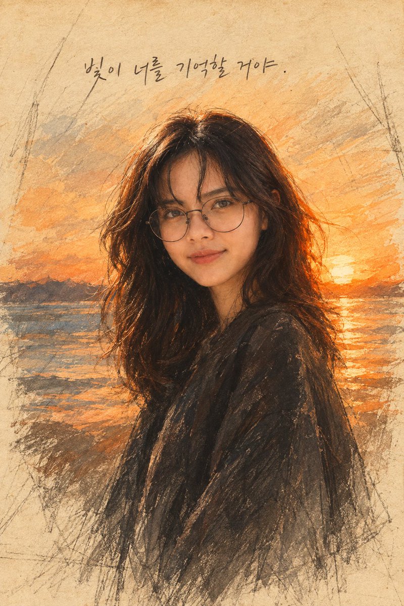 Watercolor Sunset Portrait