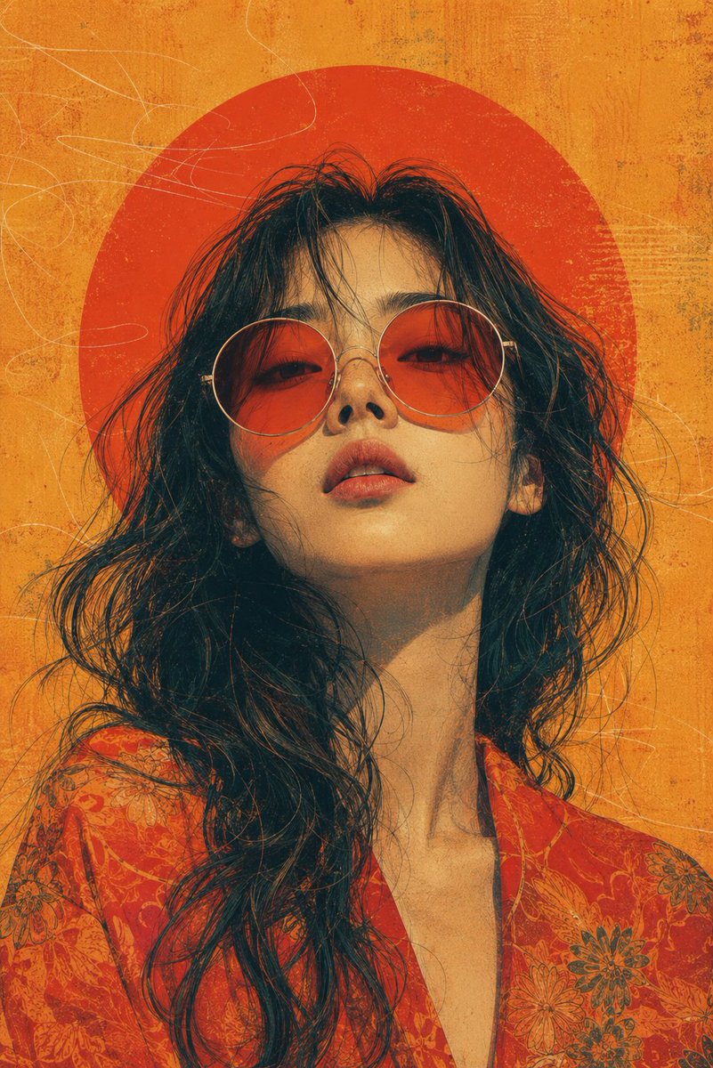 Retro-Futuristic Orange Theme Fashion Portrait