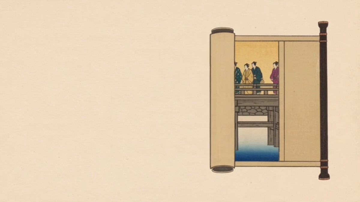 Traditional Japanese Ukiyo-e Scroll Animation