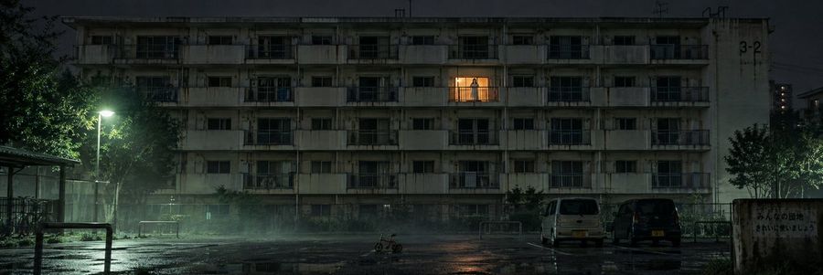 Japanese Apartment on a Rainy Night