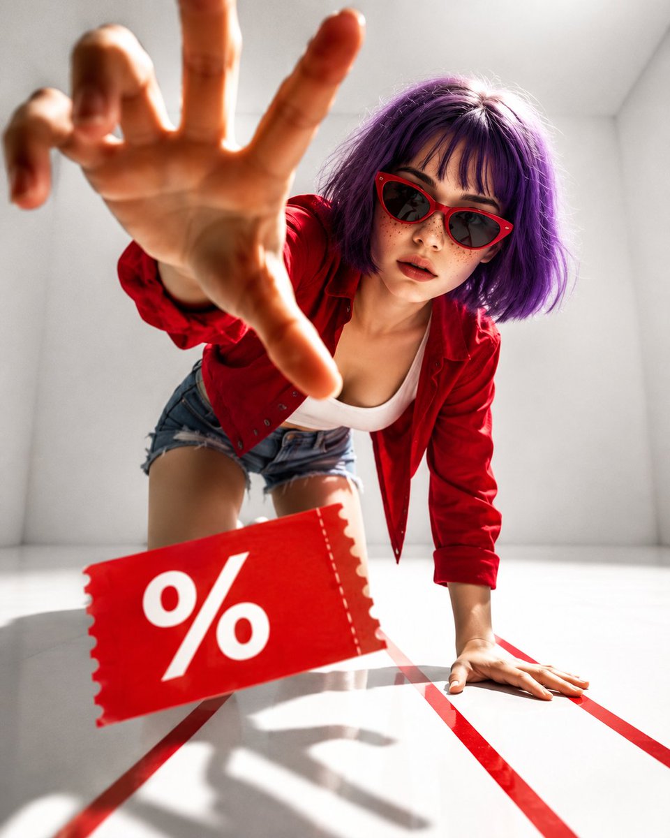Hyper-realistic Fashion Portrait with Extreme Perspective