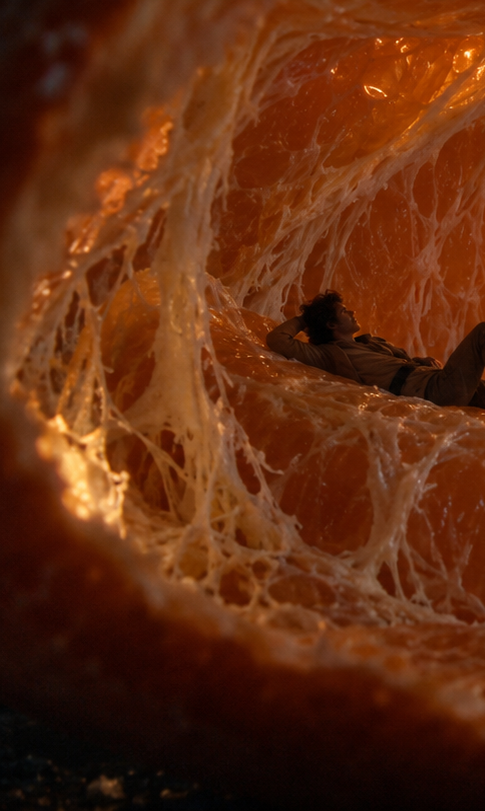 Miniature World Inside a Tangerine