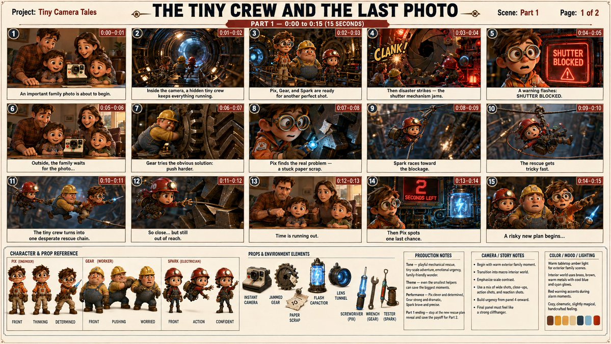 Professional 3D Animated Storyboard Sheet