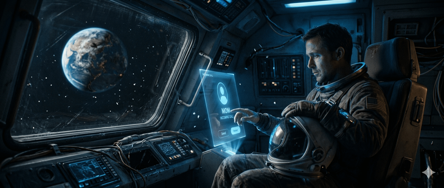 Cinematic Astronaut in Damaged Spaceship