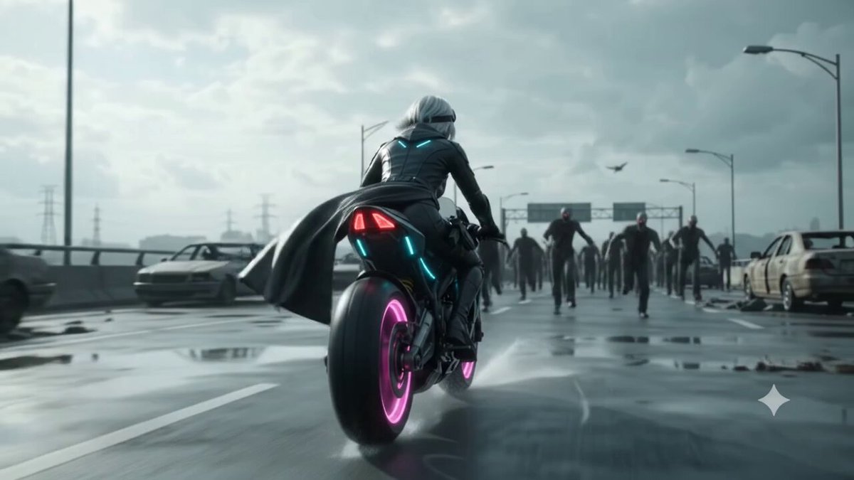 Futuristic Zombie Motorcycle Chase