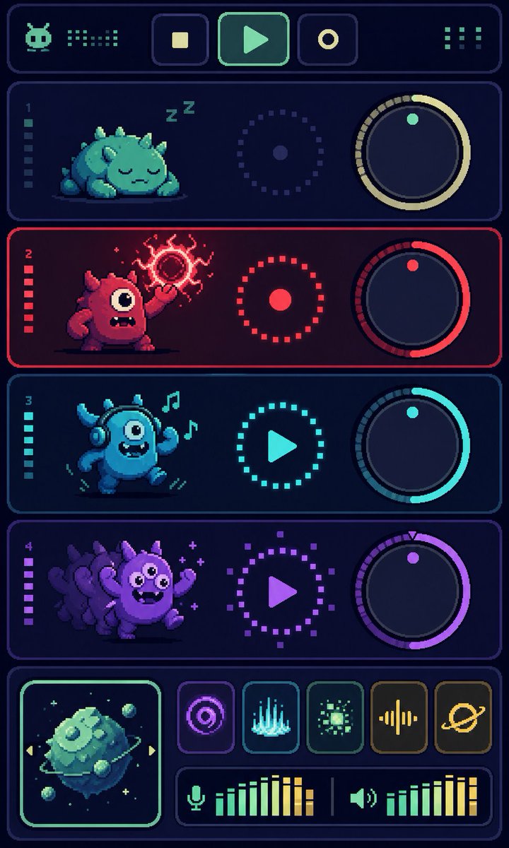 Pixel Monster Music Sequencer UI