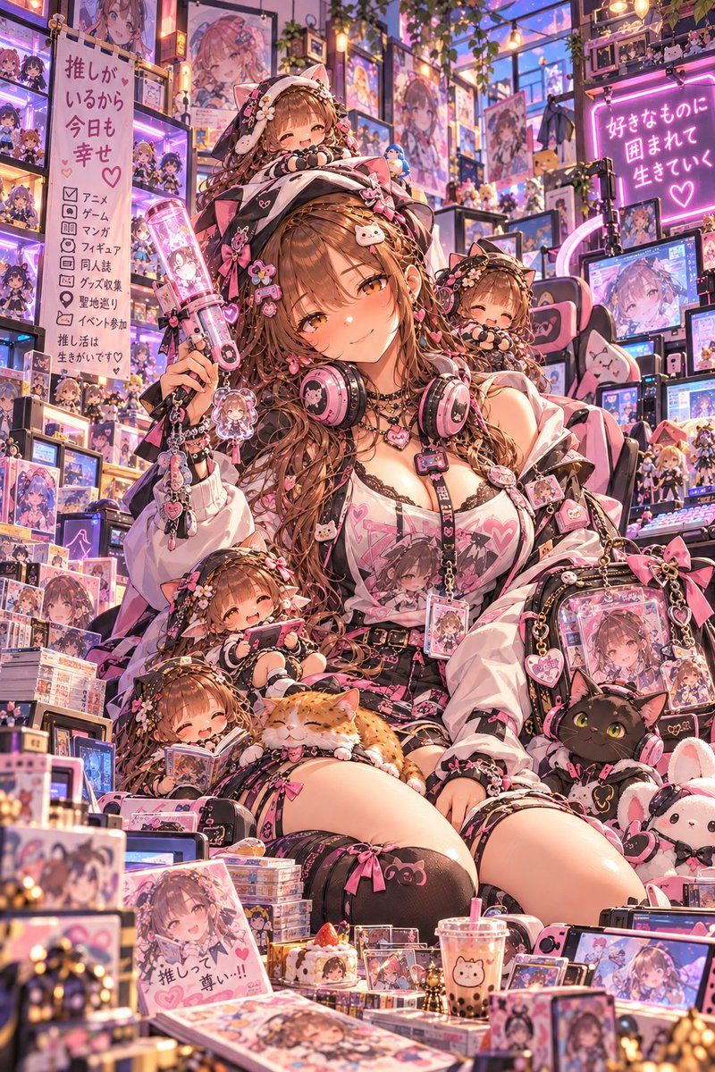 Otaku Girl in a Pink Merch Room