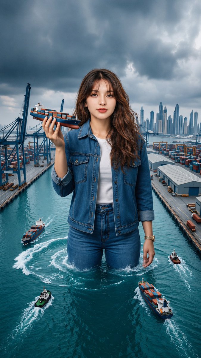 Creative Fusion of Shipping Port and Manga Collage