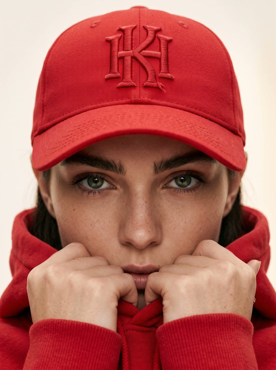 Red Baseball Cap Fashion Close-up