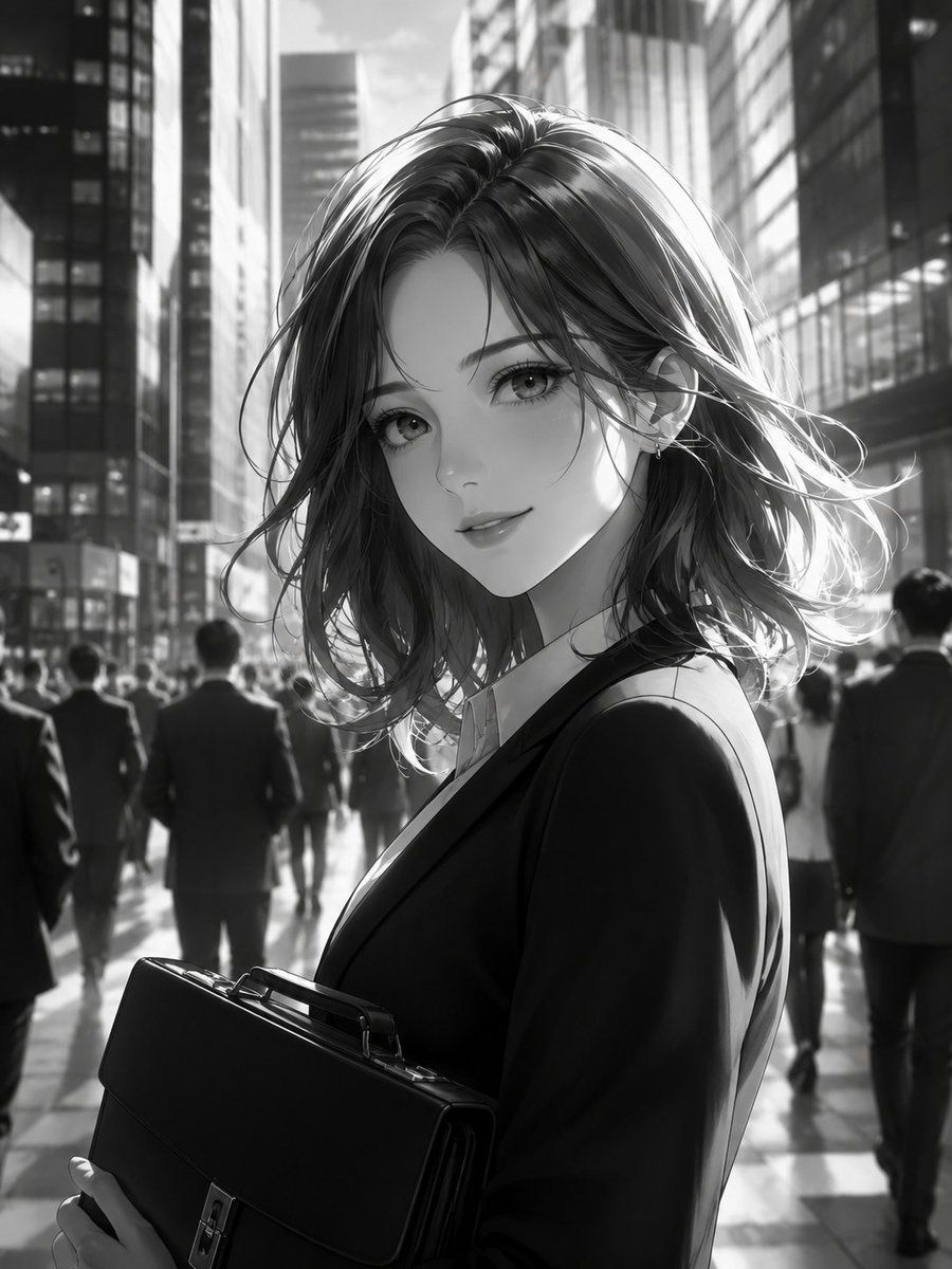 B&W Urban Professional Woman Portrait