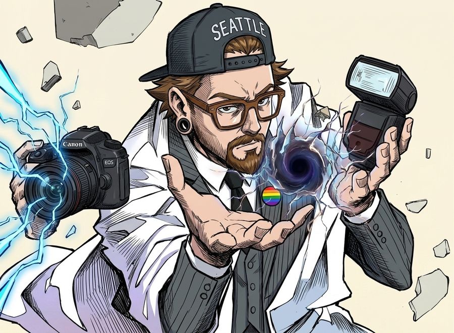 Comic Photographer Portal Action Scene