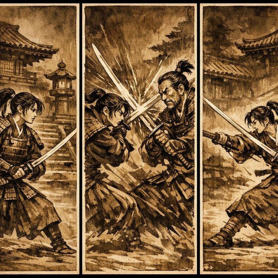 Japanese Samurai Ukiyo-e Triptych