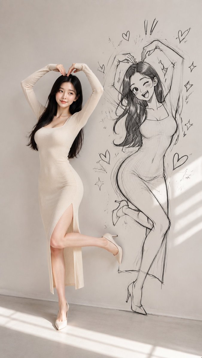 Creative Composition of Model and Manga Mural