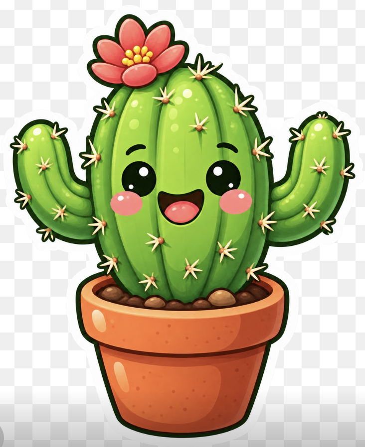 Cute Potted Cactus Sticker