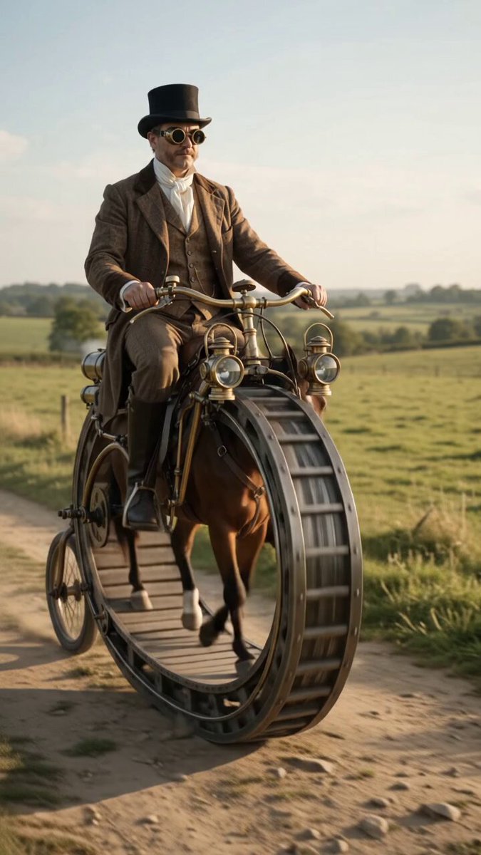 Steampunk Victorian Horse-Powered Monowheel
