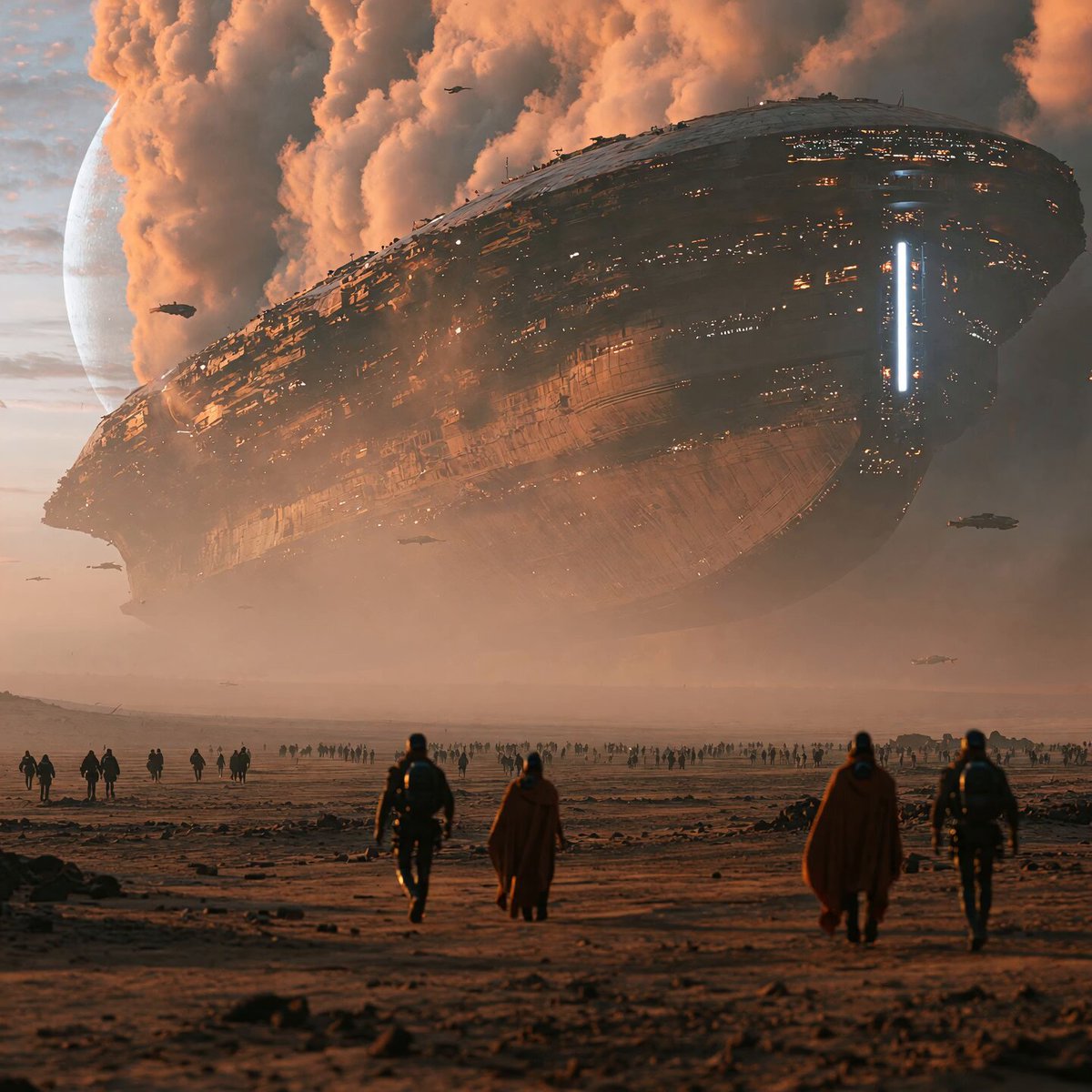 Imperial Spaceship Descent Scene