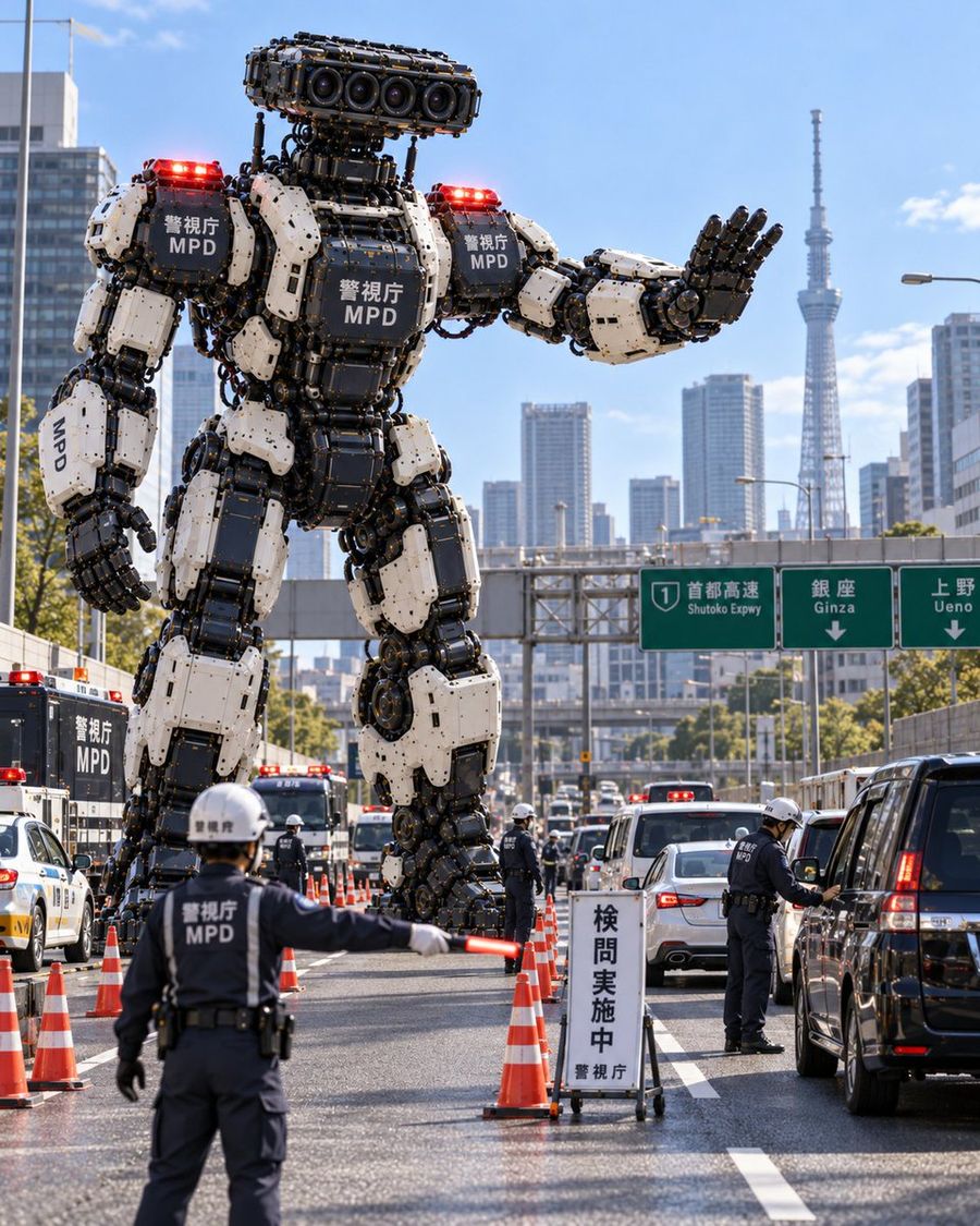 Tokyo Police Giant Robot Checkpoint