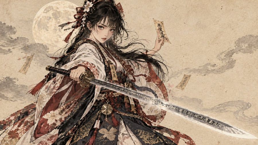 Fantasy Female Warrior with Blade