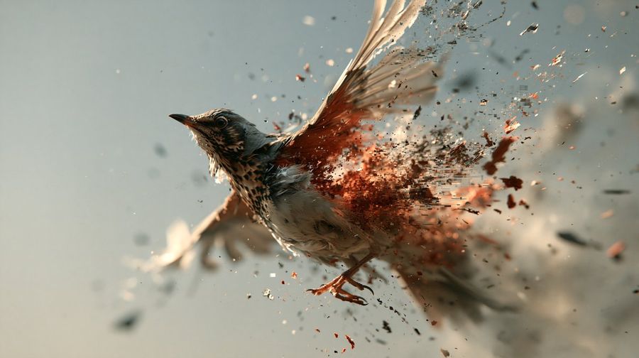 Glitch Art Style Song Thrush