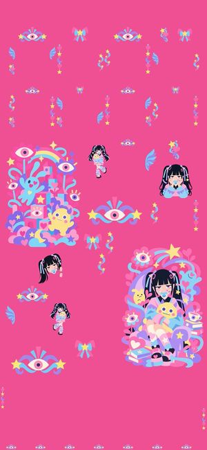Cute Pink Eyes and Girl Wallpaper