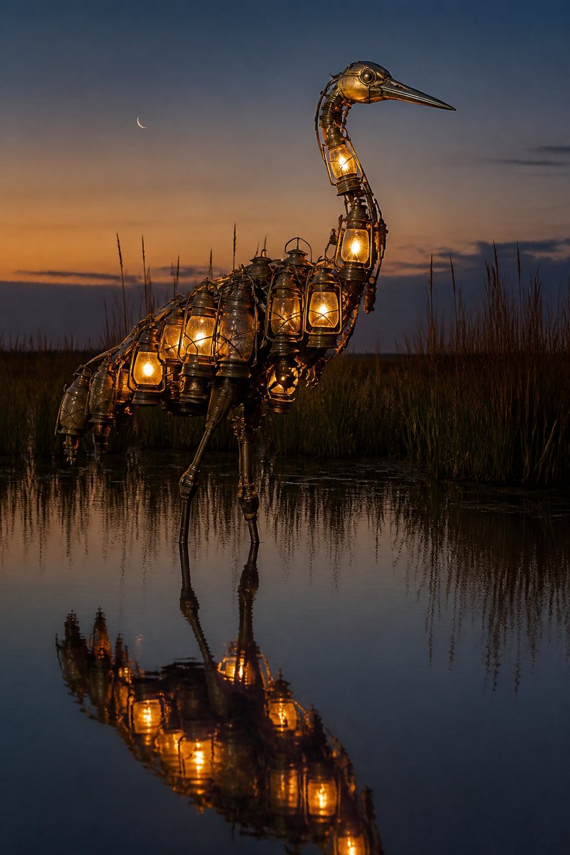Realistic Lantern Crane at Dusk