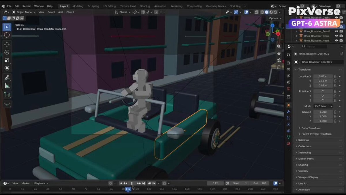 Blender 到 PixVerse 的汽车追逐工作流