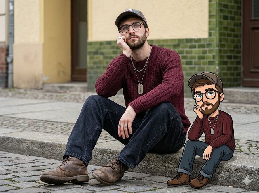 Urban Street Portrait with Animated Companion