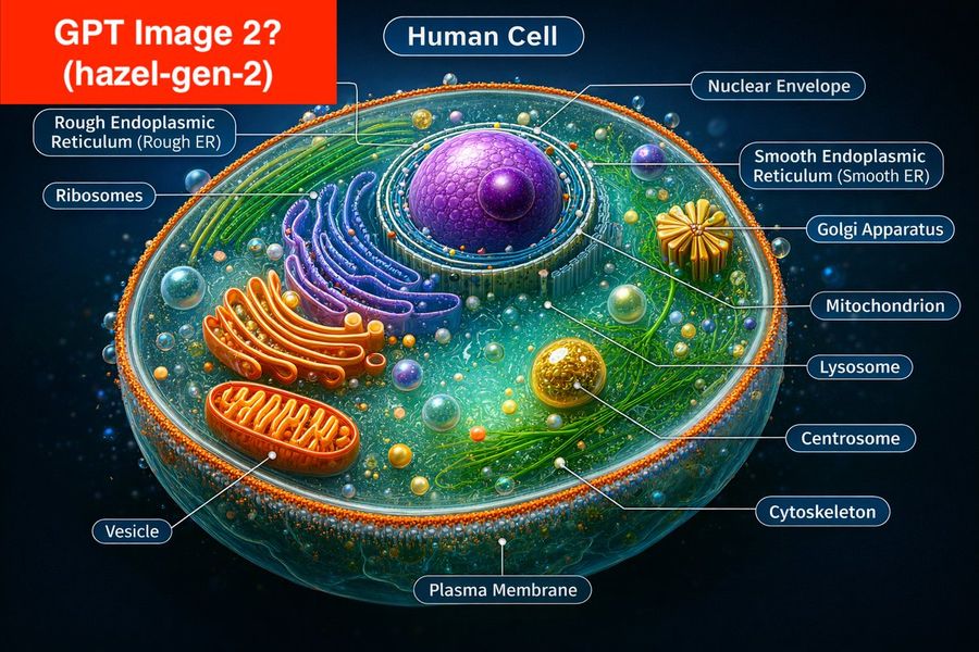 Labeled Human Cell Diagram (Comparison Prompt)