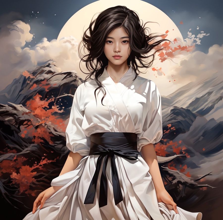 Anime Art Style Moonlight Mountains
