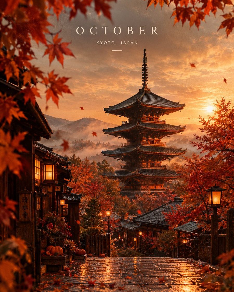 Cinematic Autumn Landmark Poster