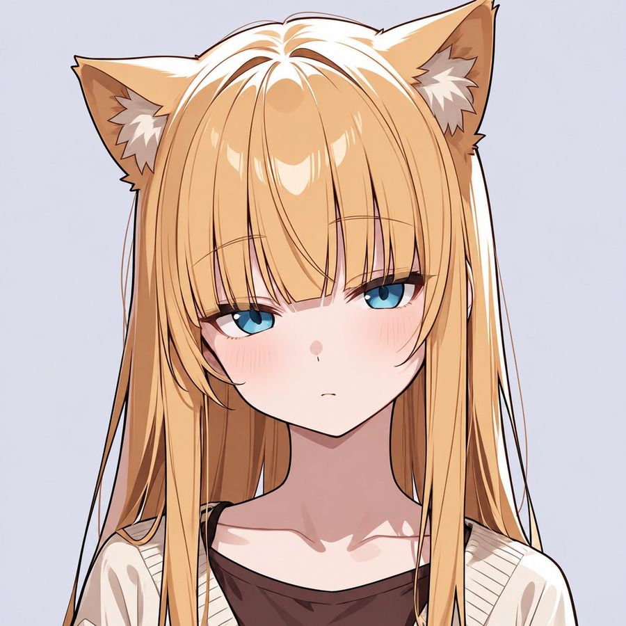 Blonde Cat Girl Anime Portrait