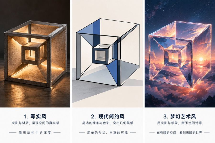 Three-Style Cube Poster