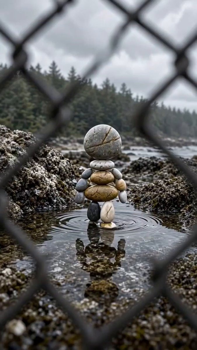 Stop Motion: Beach Stone Statue Creature