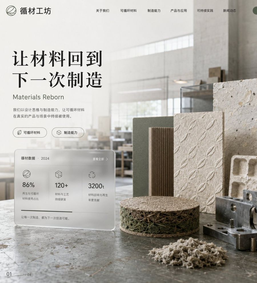Sustainable Materials Workshop Website Hero Section