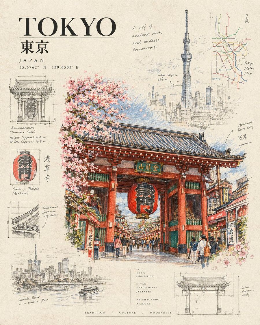 Architecture Passport Travel Poster